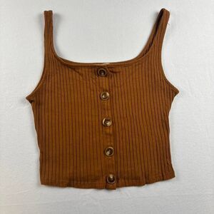 Heart & Hips Brown Cropped Ribbed Tank Top Medium